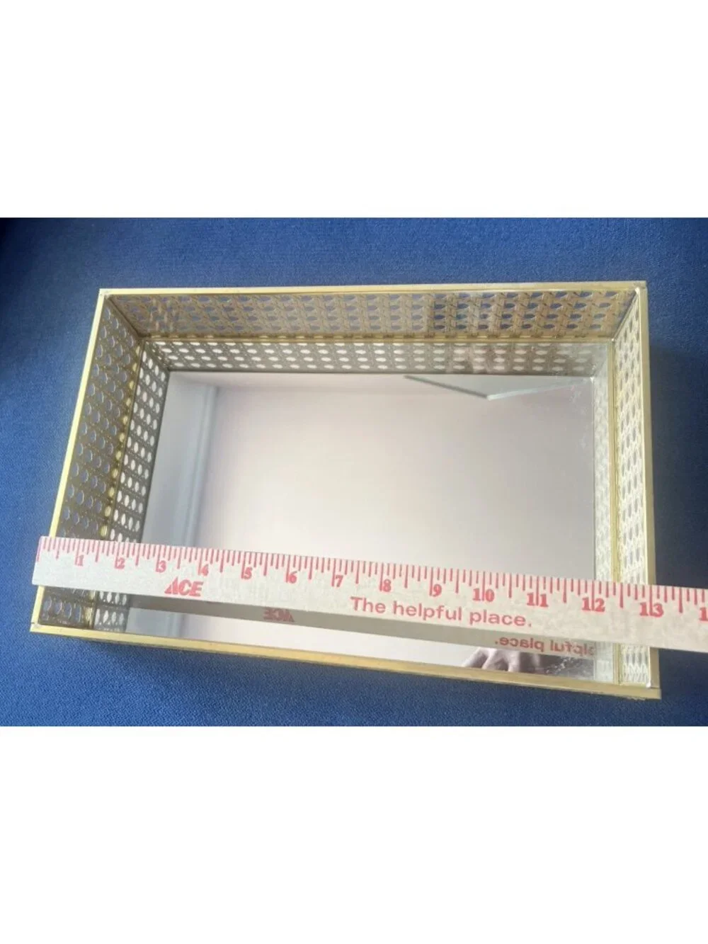 Rattan Woven Tray Designer Vanity Mirrored CANED Bathroom Serving 13